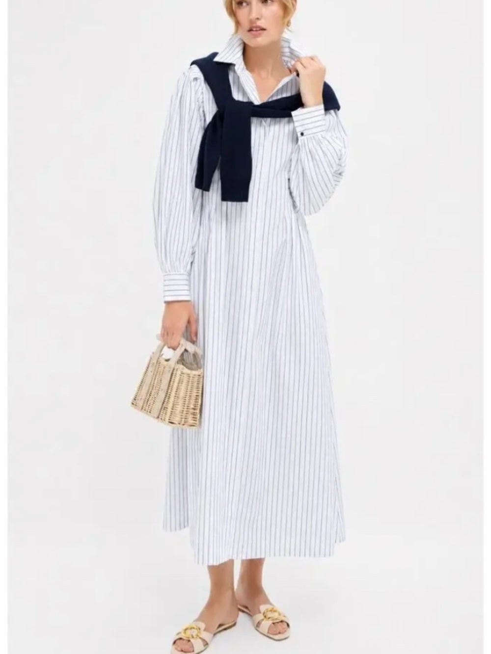 OLD MONEY TUCKERNUCK CORINNE PINSTRIPE DRESS